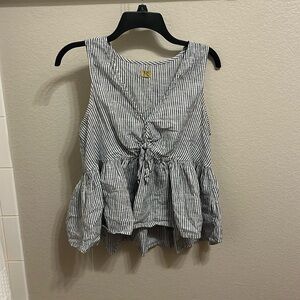 True Craft Striped Peplum Tank Top Size L